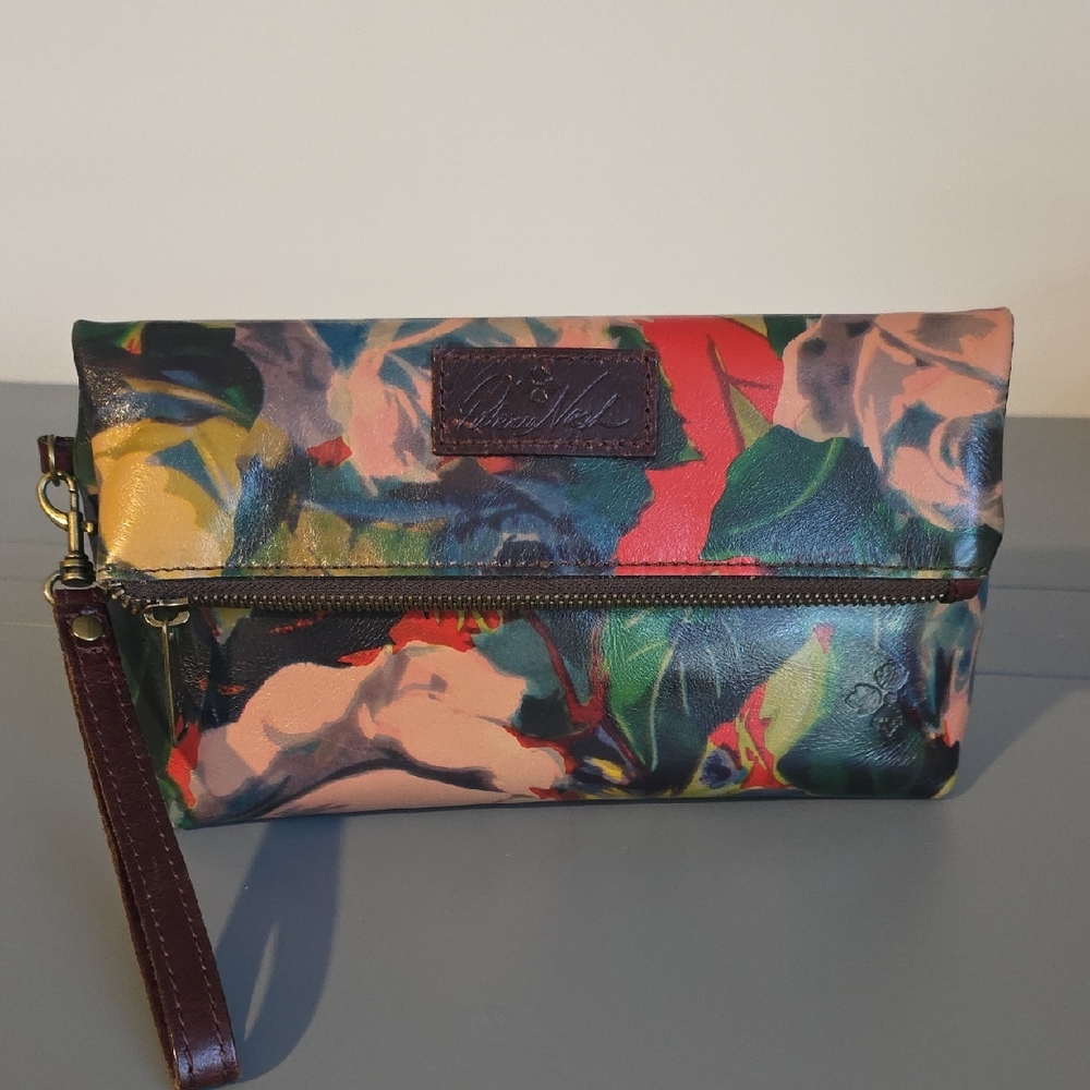 PATRICIA NASH NWOT Valerie Watercolor Leather Foldover Clutch/Wristlet